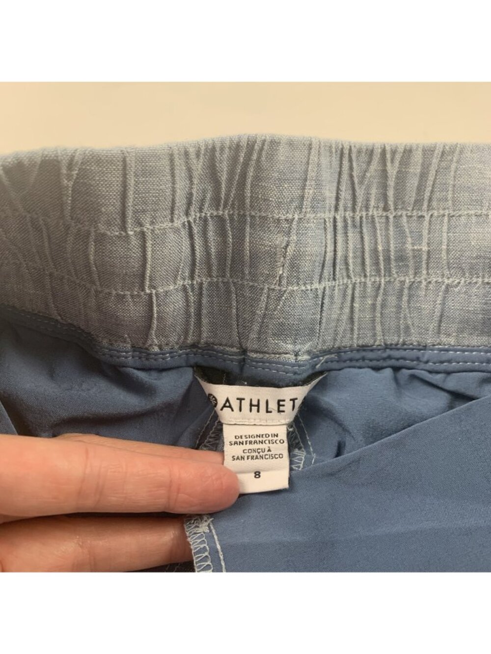Athleta Light Blue Chambray Linen Cabo Wide Leg Pant 8 - Picture 3 of 7
